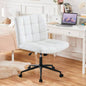 Homw Office Desk Chair with Wheels, Armless Desk Chair with Lumbar Support, Adjustable Height 360 Rolling Swivel Computer Chairs Home Office Study Room, Linen, Beige