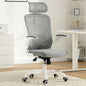 Ergonomic Office Chair, Home Office Desk Chair with Headrest, High Back Computer Chair with Armrests and Adjustable Lumbar Support Home Office Study Room, White Gray