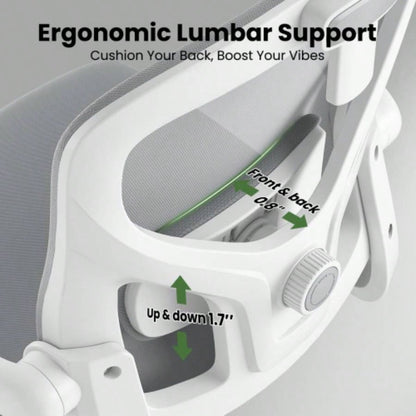 Ergonomic Office Chair, Home Office Desk Chair with Headrest, High Back Computer Chair with Armrests and Adjustable Lumbar Support Home Office Study Room, White Gray