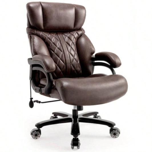 600LBS Big and Tall Office Chair Heavy People, Wide and Adjustable Lumbar, Heavy Duty Executive Chair with High Back, Large Computer Desk Chair Comfortable Home Office