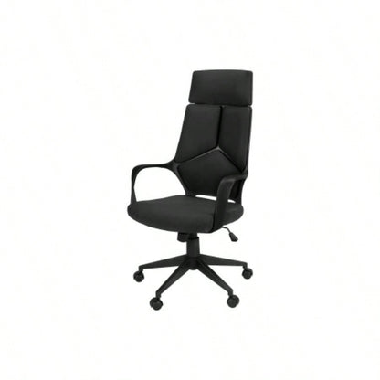 Office Chair, Adjustable Height, Swivel, Ergonomic, Armrests, Computer Desk, Work, Black Fabric, Black Metal, Contemporary, Modern