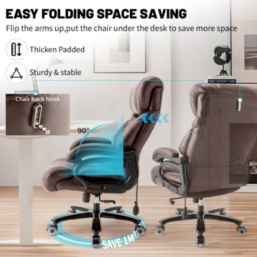 600LBS Big and Tall Office Chair Heavy People, Wide and Adjustable Lumbar, Heavy Duty Executive Chair with High Back, Large Computer Desk Chair Comfortable Home Office