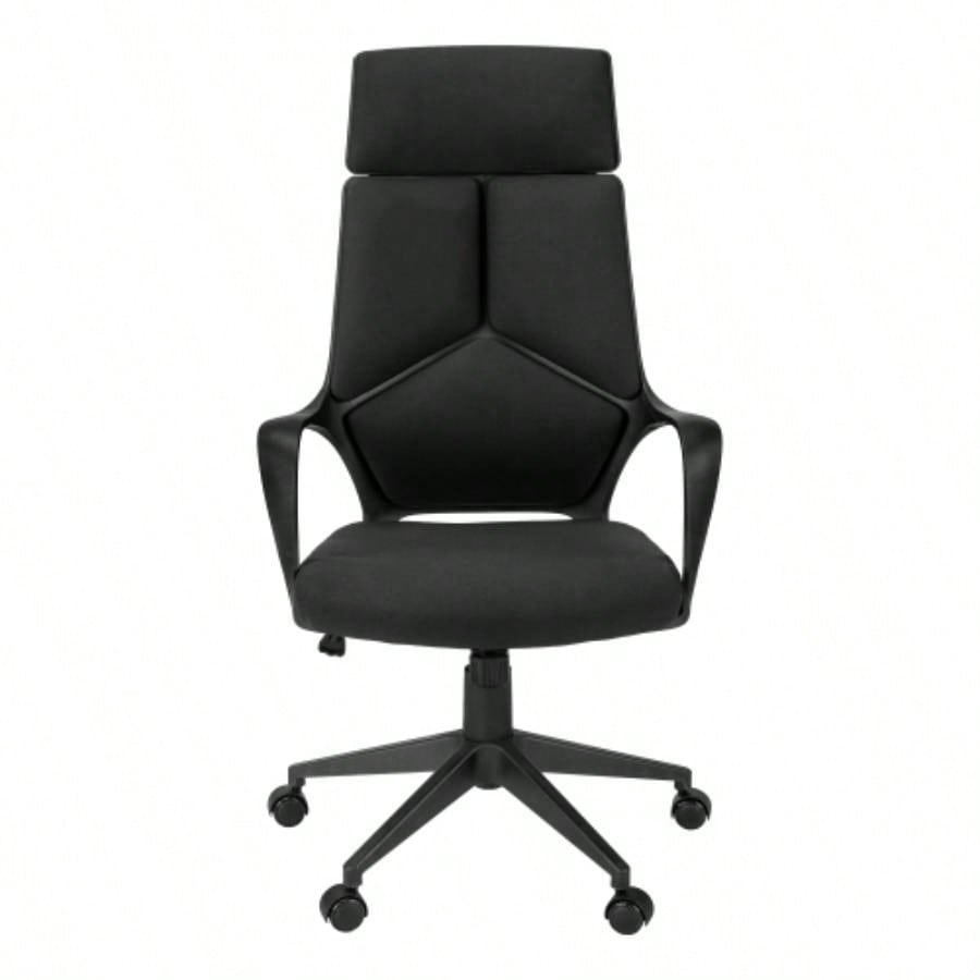 Office Chair, Adjustable Height, Swivel, Ergonomic, Armrests, Computer Desk, Work, Black Fabric, Black Metal, Contemporary, Modern