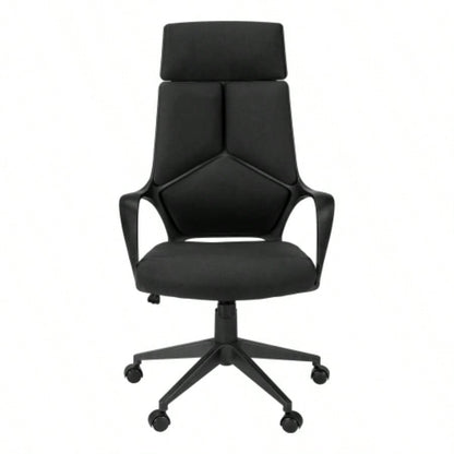Office Chair, Adjustable Height, Swivel, Ergonomic, Armrests, Computer Desk, Work, Black Fabric, Black Metal, Contemporary, Modern