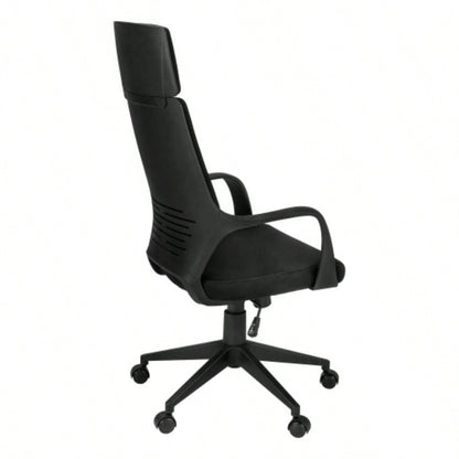 Office Chair, Adjustable Height, Swivel, Ergonomic, Armrests, Computer Desk, Work, Black Fabric, Black Metal, Contemporary, Modern