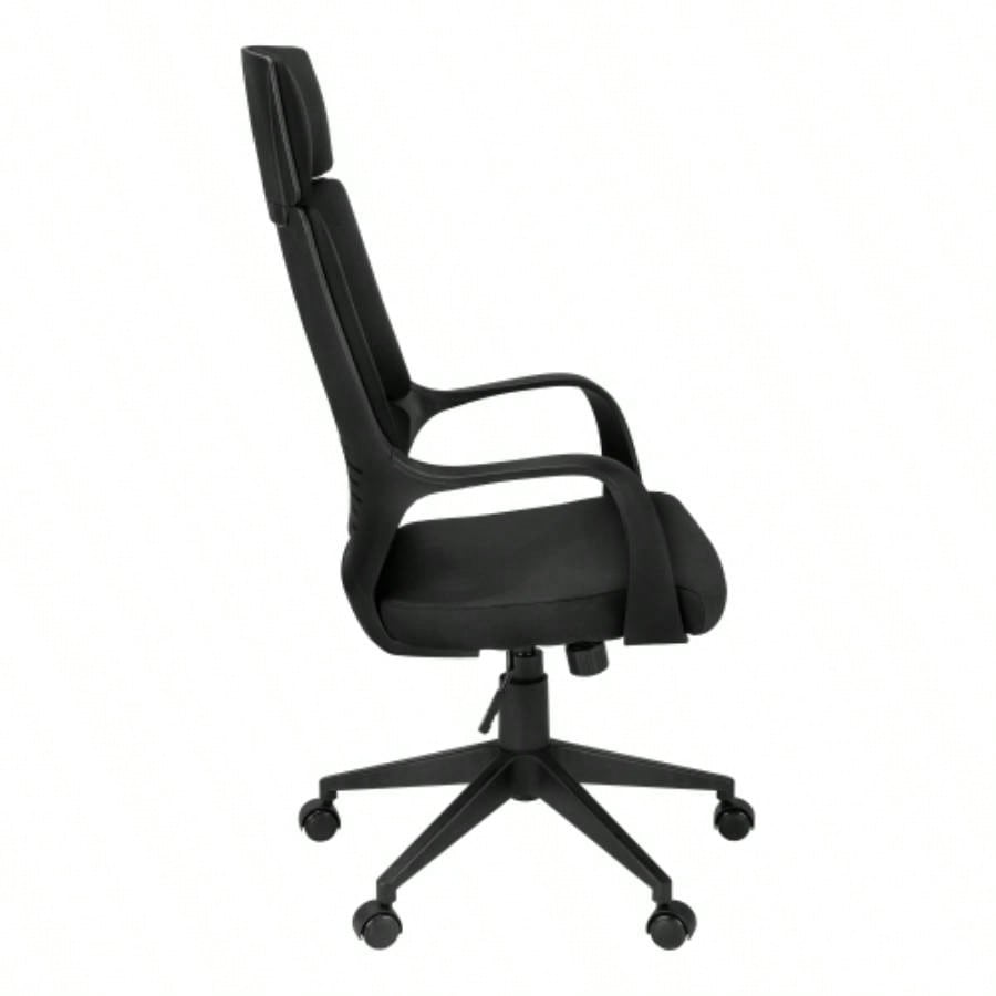 Office Chair, Adjustable Height, Swivel, Ergonomic, Armrests, Computer Desk, Work, Black Fabric, Black Metal, Contemporary, Modern