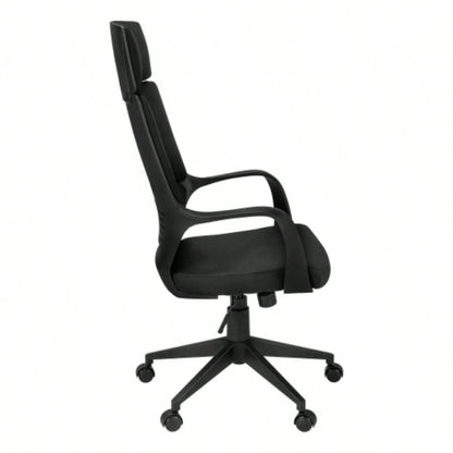 Office Chair, Adjustable Height, Swivel, Ergonomic, Armrests, Computer Desk, Work, Black Fabric, Black Metal, Contemporary, Modern