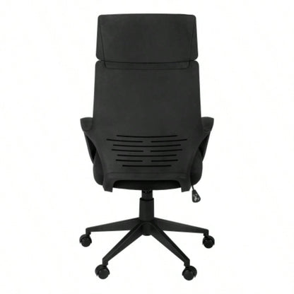 Office Chair, Adjustable Height, Swivel, Ergonomic, Armrests, Computer Desk, Work, Black Fabric, Black Metal, Contemporary, Modern
