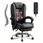 Massage Office Chair with Heat and 6 Vibration Points, Executive Office Chair with Foot Rest and Padded Armrests, Reclining Backrest and Wheels