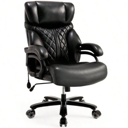 600LBS Big and Tall Office Chair Heavy People, Wide and Adjustable Lumbar, Heavy Duty Executive Chair with High Back, Large Computer Desk Chair Comfortable Home Office