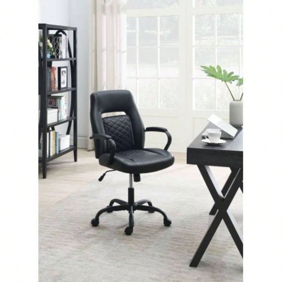 OFFICE CHAIR in Black Faux Leather