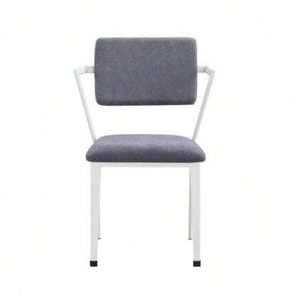 Metal Frame Office Chair with Padded Cushion, Gray and White