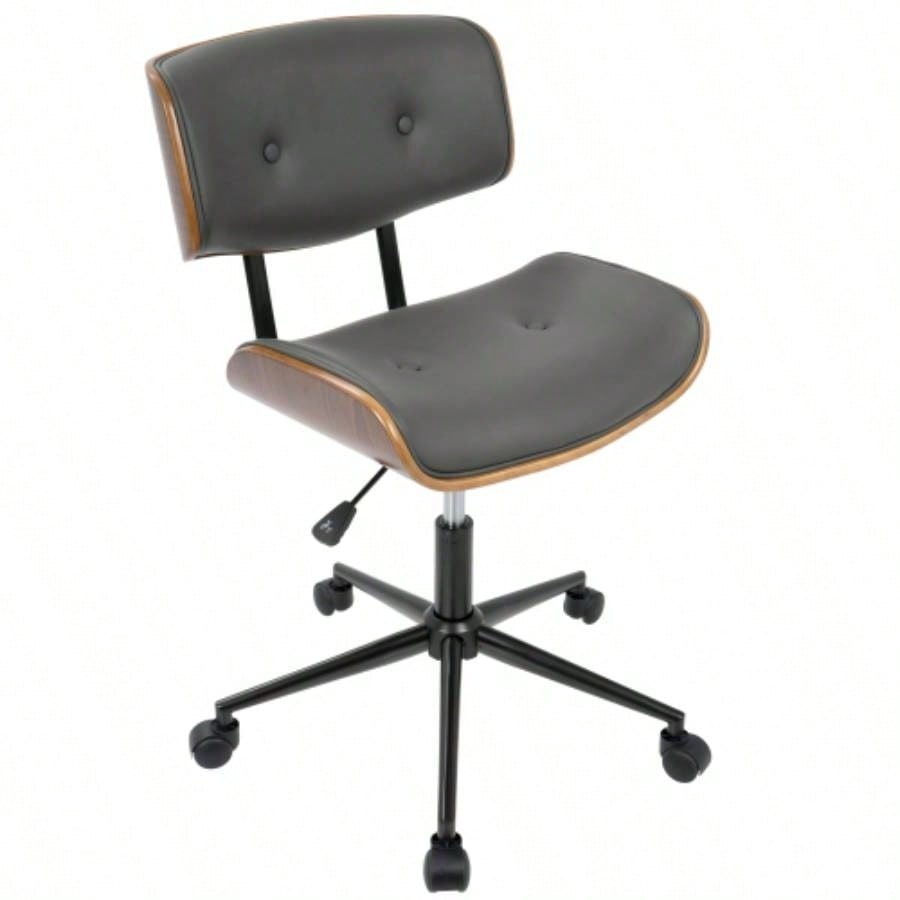Lombardi Mid - Modern Adjustable Office Chair with Swivel in Walnut and by LumiSource
