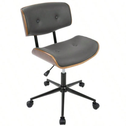 Lombardi Mid - Modern Adjustable Office Chair with Swivel in Walnut and by LumiSource