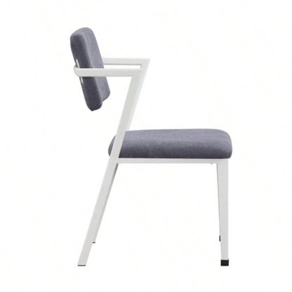 Metal Frame Office Chair with Padded Cushion, Gray and White