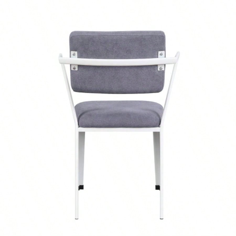 Metal Frame Office Chair with Padded Cushion, Gray and White