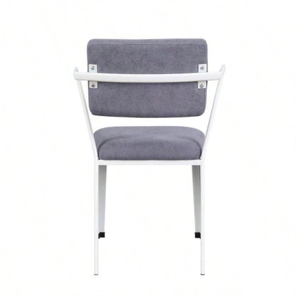 Metal Frame Office Chair with Padded Cushion, Gray and White