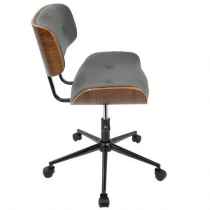 Lombardi Mid - Modern Adjustable Office Chair with Swivel in Walnut and by LumiSource