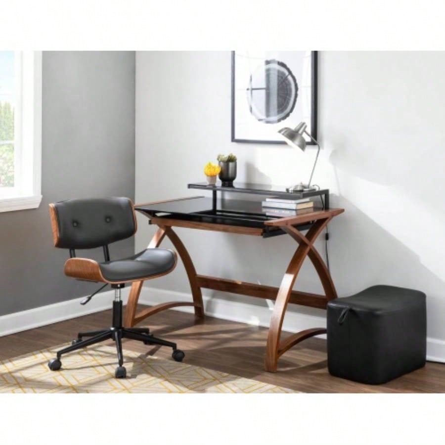 Lombardi Mid - Modern Adjustable Office Chair with Swivel in Walnut and by LumiSource