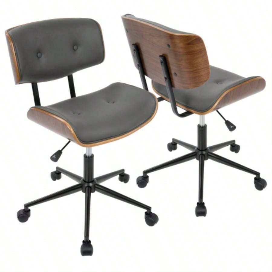 Lombardi Mid - Modern Adjustable Office Chair with Swivel in Walnut and by LumiSource
