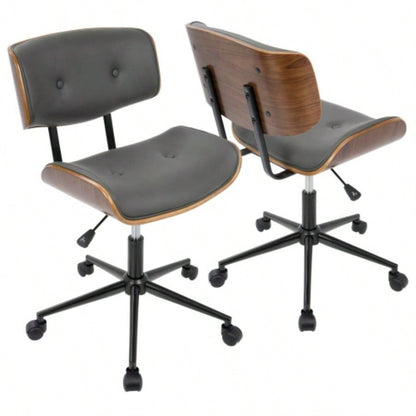 Lombardi Mid - Modern Adjustable Office Chair with Swivel in Walnut and by LumiSource