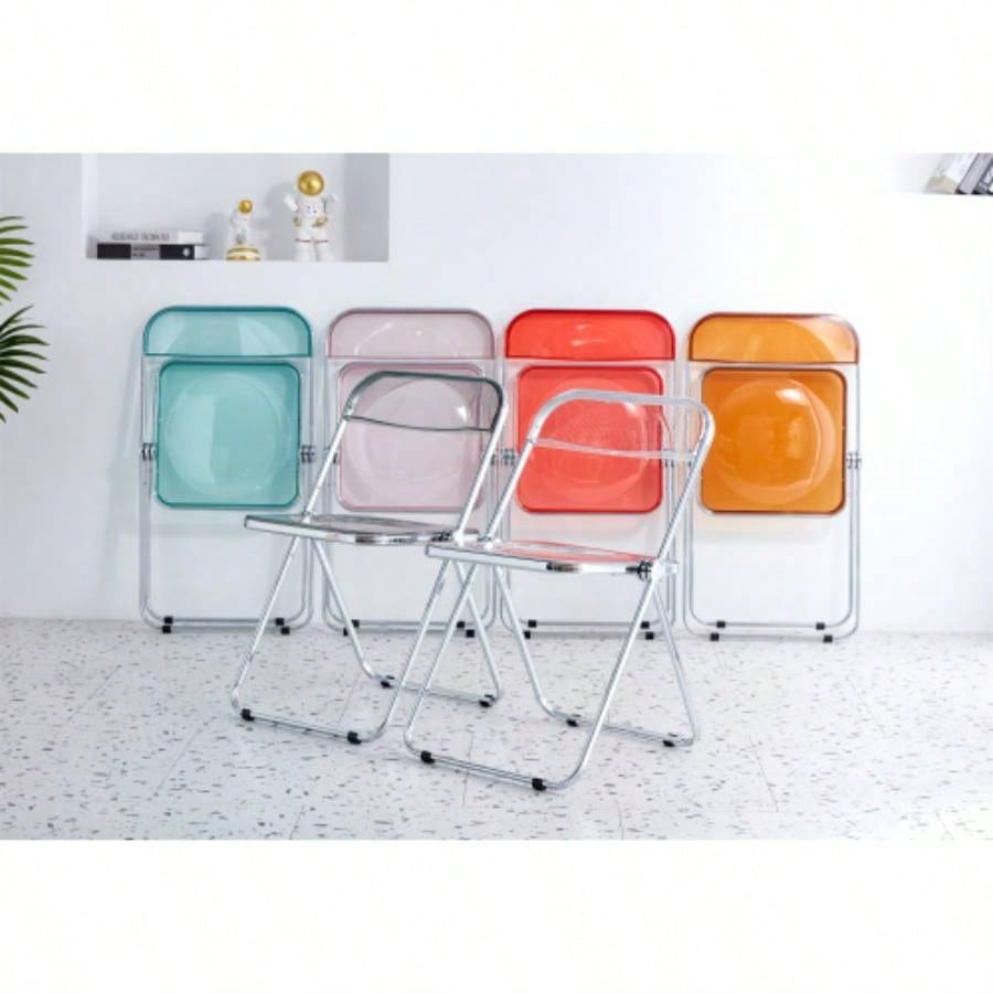 YELLOW Transparent Folding Chair Chair Pc Plastic Living Room