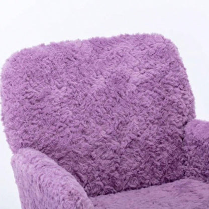 AA Furniture Office Chair, Artificial rabbit hair Home Office Chair with Golden Metal Base, Adjustable Desk Chair Swivel Office Chair, Vanity ChairViolet