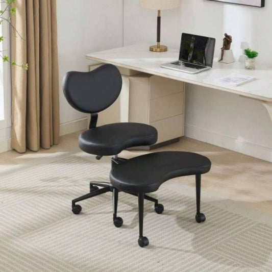 Meditation Chair Plus, Legged Chair with Wheels, ADHD Chair, Criss Desk Chair with Lumbar Support and Adjustable Stool, Flexible Design Fidgety Sitters, Black PU