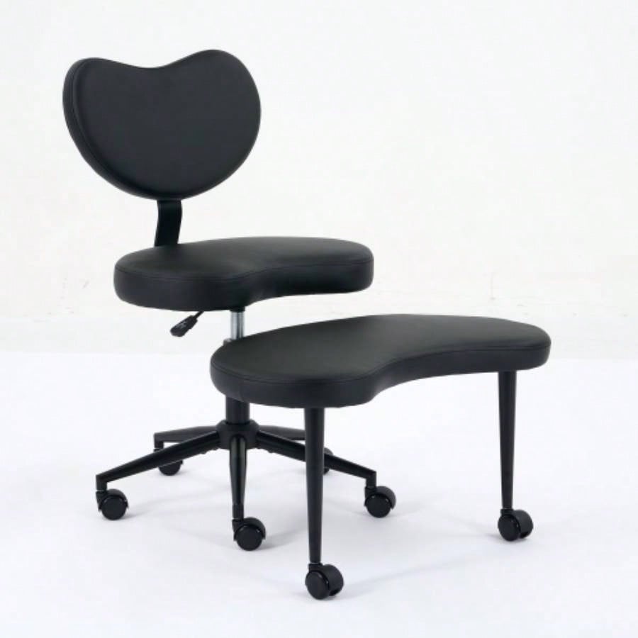 Meditation Chair Plus, Legged Chair with Wheels, ADHD Chair, Criss Desk Chair with Lumbar Support and Adjustable Stool, Flexible Design Fidgety Sitters, Black PU