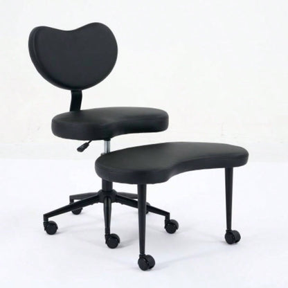Meditation Chair Plus, Legged Chair with Wheels, ADHD Chair, Criss Desk Chair with Lumbar Support and Adjustable Stool, Flexible Design Fidgety Sitters, Black PU
