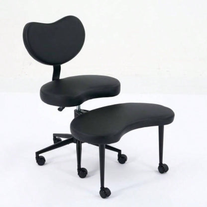 Meditation Chair Plus, Legged Chair with Wheels, ADHD Chair, Criss Desk Chair with Lumbar Support and Adjustable Stool, Flexible Design Fidgety Sitters, Black PU