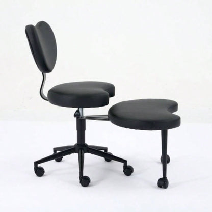 Meditation Chair Plus, Legged Chair with Wheels, ADHD Chair, Criss Desk Chair with Lumbar Support and Adjustable Stool, Flexible Design Fidgety Sitters, Black PU
