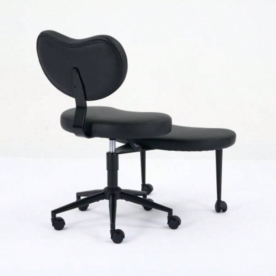 Meditation Chair Plus, Legged Chair with Wheels, ADHD Chair, Criss Desk Chair with Lumbar Support and Adjustable Stool, Flexible Design Fidgety Sitters, Black PU