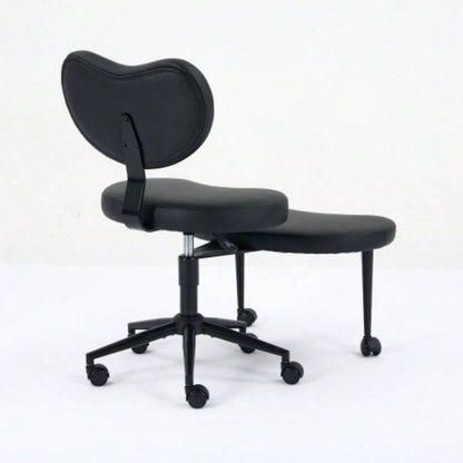 Meditation Chair Plus, Legged Chair with Wheels, ADHD Chair, Criss Desk Chair with Lumbar Support and Adjustable Stool, Flexible Design Fidgety Sitters, Black PU
