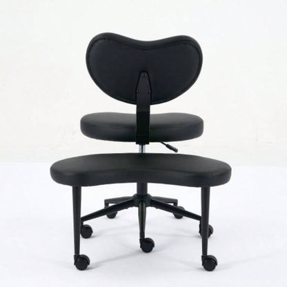 Meditation Chair Plus, Legged Chair with Wheels, ADHD Chair, Criss Desk Chair with Lumbar Support and Adjustable Stool, Flexible Design Fidgety Sitters, Black PU