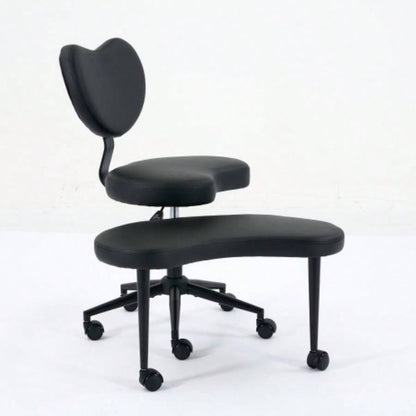 Meditation Chair Plus, Legged Chair with Wheels, ADHD Chair, Criss Desk Chair with Lumbar Support and Adjustable Stool, Flexible Design Fidgety Sitters, Black PU