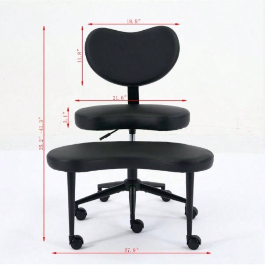 Meditation Chair Plus, Legged Chair with Wheels, ADHD Chair, Criss Desk Chair with Lumbar Support and Adjustable Stool, Flexible Design Fidgety Sitters, Black PU