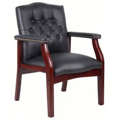 Leather Reception Guest Chairs/Padded and Arms Ergonomic Mid - Back Office Executive Side Chair Meeting Waiting Room Conference Office Guest Chairs, Black