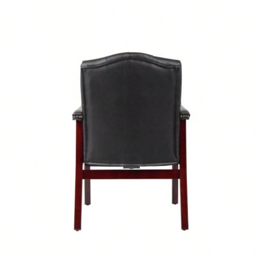 Leather Reception Guest Chairs/Padded and Arms Ergonomic Mid - Back Office Executive Side Chair Meeting Waiting Room Conference Office Guest Chairs, Black