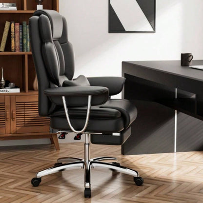 Office Chair, Big and Tall Executive Office Chair with Footrest, Leather Computer Chair, Ergonomic Reclining Chair High Back, Large Home Office Chair Black
