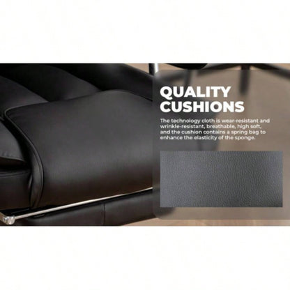 Office Chair, Big and Tall Executive Office Chair with Footrest, Leather Computer Chair, Ergonomic Reclining Chair High Back, Large Home Office Chair Black