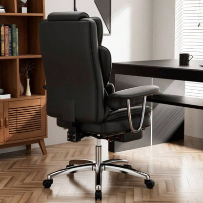 Office Chair, Big and Tall Executive Office Chair with Footrest, Leather Computer Chair, Ergonomic Reclining Chair High Back, Large Home Office Chair Black