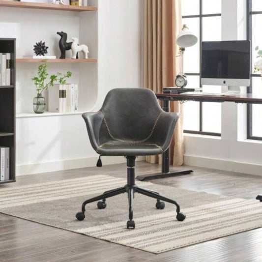 Mid - Modern Office Chair, Rolling Swivel Height Adjustable Ergonomic Chair with Frame/Arms, Back Support Home Desk Chair Living Room, Studying Black
