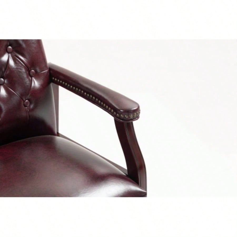 Leather Reception Guest Chairs/Padded and Arms Ergonomic Mid - Back Office Executive Side Chair Meeting Waiting Room Conference Office Guest Chairs, BURGUNDY