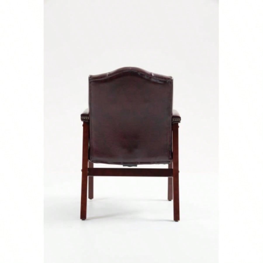 Leather Reception Guest Chairs/Padded and Arms Ergonomic Mid - Back Office Executive Side Chair Meeting Waiting Room Conference Office Guest Chairs, BURGUNDY