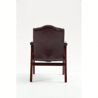 Leather Reception Guest Chairs/Padded and Arms Ergonomic Mid - Back Office Executive Side Chair Meeting Waiting Room Conference Office Guest Chairs, BURGUNDY