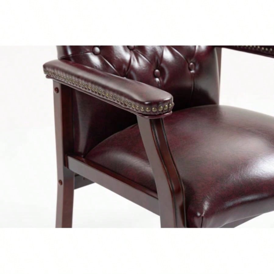 Leather Reception Guest Chairs/Padded and Arms Ergonomic Mid - Back Office Executive Side Chair Meeting Waiting Room Conference Office Guest Chairs, BURGUNDY