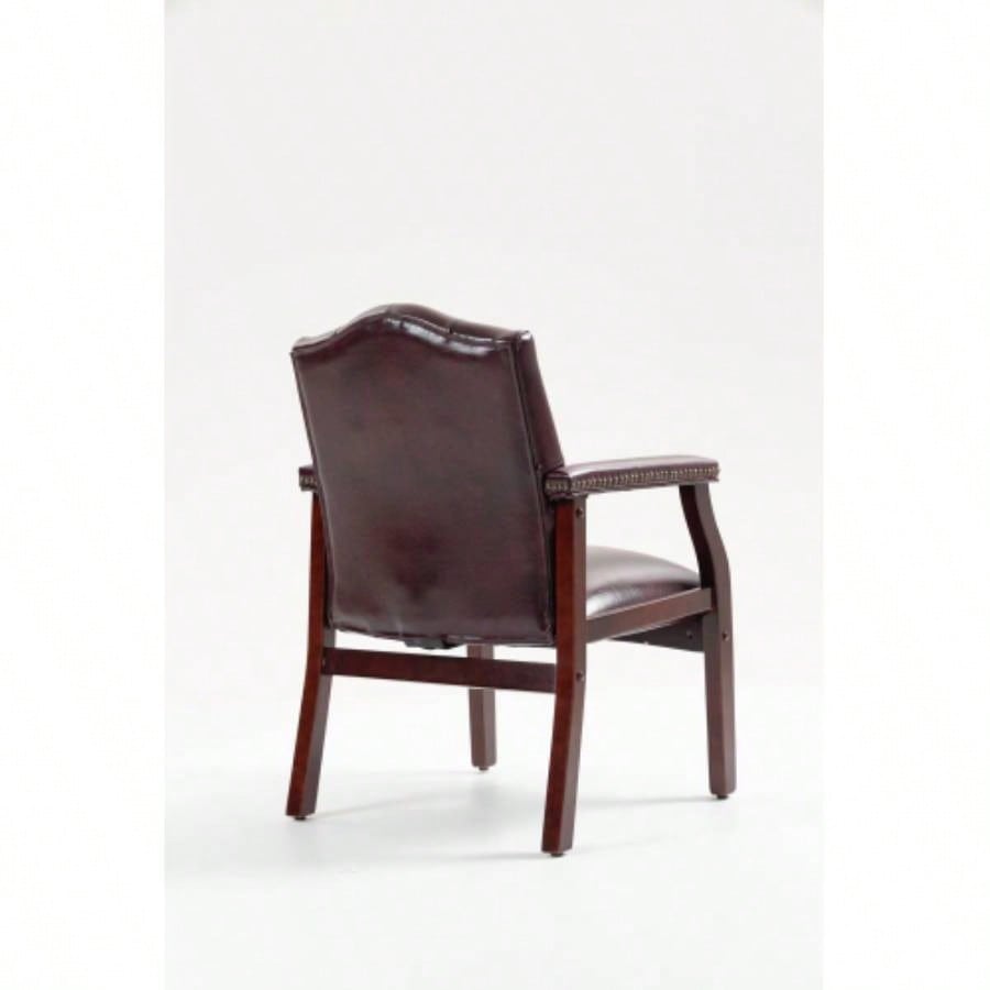 Leather Reception Guest Chairs/Padded and Arms Ergonomic Mid - Back Office Executive Side Chair Meeting Waiting Room Conference Office Guest Chairs, BURGUNDY