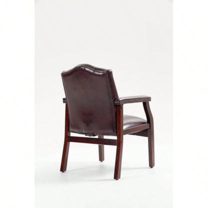 Leather Reception Guest Chairs/Padded and Arms Ergonomic Mid - Back Office Executive Side Chair Meeting Waiting Room Conference Office Guest Chairs, BURGUNDY
