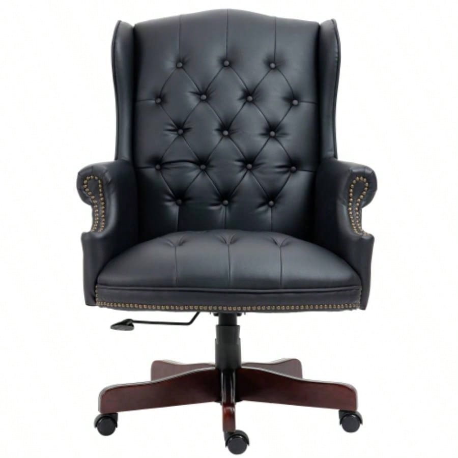 Executive Office Chair - High Back Reclining Comfortable Desk Chair - Ergonomic Design - Thick Padded and Backrest - PU Leather Desk Chair with Smooth Glide Caster Wheels, 1 Pack Black